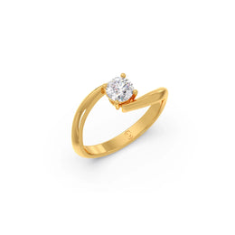 Minimal Gold Solitaire Ring for Women – Elegant Twist Band with Round Diamond | JewelVerra