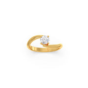 Minimal Gold Solitaire Ring for Women – Elegant Twist Band with Round Diamond | JewelVerra