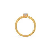 Minimal Gold Solitaire Ring for Women – Elegant Twist Band with Round Diamond | JewelVerra