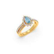 Teardrop Blue Gemstone Ring in Yellow Gold – Elegant Statement Ring with Diamonds | JewelVerra