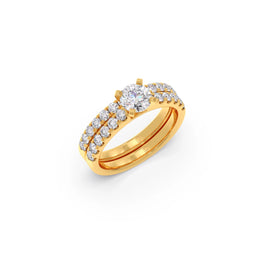 Diamond Engagement Ring Set – Yellow Gold with Round Lab-Grown Diamonds | JewelVerra