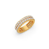 Double Row Diamond Eternity Ring in Yellow Gold – Bold & Sparkly Band | JewelVerra