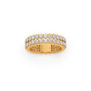 Double Row Diamond Eternity Ring in Yellow Gold – Bold & Sparkly Band | JewelVerra