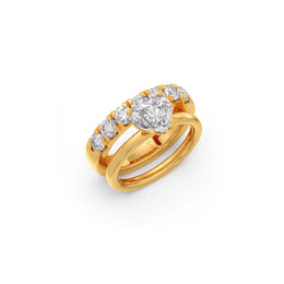 Heart Shaped Diamond Ring Set for Women – Yellow Gold | Engagement & Wedding Combo | JewelVerra