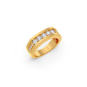 Bold Diamond Channel-Set Band for Men in Yellow Gold – Modern Luxury Ring | JewelVerra