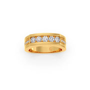 Bold Diamond Channel-Set Band for Men in Yellow Gold – Modern Luxury Ring | JewelVerra