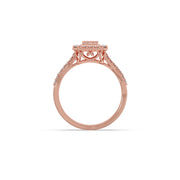 Geometric Diamond Ring for Women – Yellow Gold Rectangle Halo Style | JewelVerra