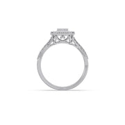 Geometric Diamond Ring for Women – Yellow Gold Rectangle Halo Style | JewelVerra