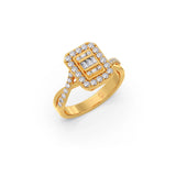 Geometric Diamond Ring for Women – Yellow Gold Rectangle Halo Style | JewelVerra