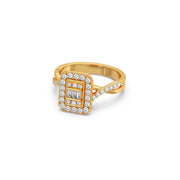Geometric Diamond Ring for Women – Yellow Gold Rectangle Halo Style | JewelVerra
