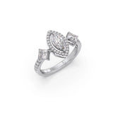 Marquise & Princess Diamond Ring in Yellow Gold – Elegant Designer Look | JewelVerra