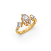 Marquise & Princess Diamond Ring in Yellow Gold – Elegant Designer Look | JewelVerra