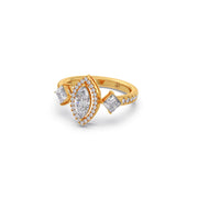 Marquise & Princess Diamond Ring in Yellow Gold – Elegant Designer Look | JewelVerra