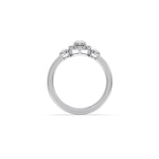 Pear-Shaped Diamond Ring in White Gold – Three-Stone Halo Ring with Oval Side Diamonds | JewelVerra