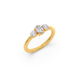 Three-Stone Oval Diamond Ring in Yellow Gold – Classic Promise Ring Design | JewelVerra