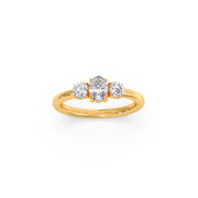 Three-Stone Oval Diamond Ring in Yellow Gold – Classic Promise Ring Design | JewelVerra