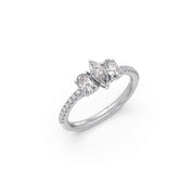 Three Stone Diamond Ring in White Gold – Pear & Oval Cut | JewelVerra
