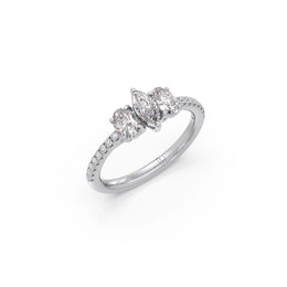 Three Stone Diamond Ring in White Gold – Pear & Oval Cut | JewelVerra