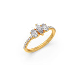 Three Stone Diamond Ring in White Gold – Pear & Oval Cut | JewelVerra