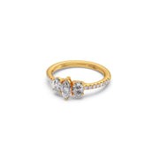 Three Stone Diamond Ring in White Gold – Pear & Oval Cut | JewelVerra