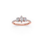 Rose Gold Marquise Diamond Ring – Trio Sparkling Diamond Ring | JewelVerra