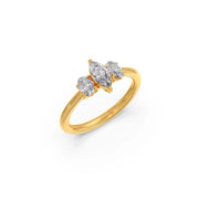 Three-Stone Diamond Ring in Yellow Gold – Marquise & Oval Diamonds | JewelVerra
