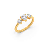 Heart Diamond Ring for Women – Three Stone Yellow Gold Promise Ring | JewelVerra