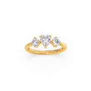 Heart Diamond Ring for Women – Three Stone Yellow Gold Promise Ring | JewelVerra