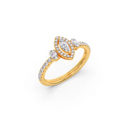 Marquise Halo Diamond Ring in Yellow Gold – Elegant Statement Ring | JewelVerra