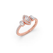 Marquise-Cut Diamond Ring in Yellow Gold with Round Diamonds | JewelVerra