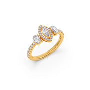 Marquise-Cut Diamond Ring in Yellow Gold with Round Diamonds | JewelVerra