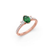 Green Sapphire and Diamond Ring in Yellow Gold | Elegant Engagement Ring | JewelVerra