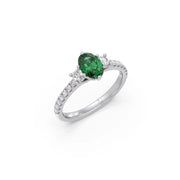 Green Sapphire and Diamond Ring in Yellow Gold | Elegant Engagement Ring | JewelVerra