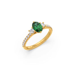 Green Sapphire and Diamond Ring in Yellow Gold | Elegant Engagement Ring | JewelVerra