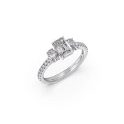 Emerald & Oval Diamond Ring in Yellow Gold – Three-Stone Classic Design | JewelVerra