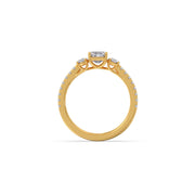 Emerald & Oval Diamond Ring in Yellow Gold – Three-Stone Classic Design | JewelVerra
