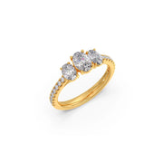 Oval Diamond Trio Ring for Women – Lab-Grown Diamond Band in Yellow Gold – Elegant 3-Stone Ring | JewelVerra
