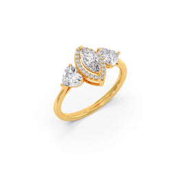 Heart & Marquise Diamond Ring in Yellow Gold – Unique Engagement Style | JewelVerra