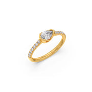 Pear-Shaped Diamond Ring in Yellow Gold – Elegant Halo Sparkle | JewelVerra