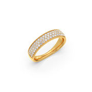 Triple Row Diamond Band Ring in Yellow Gold – Sparkling Eternity Style | JewelVerra