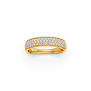 Triple Row Diamond Band Ring in Yellow Gold – Sparkling Eternity Style | JewelVerra