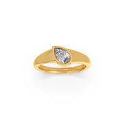 Teardrop Bezel Diamond Ring for Women – Yellow Gold Elegant Solitaire Design | JewelVerra