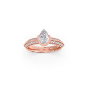 Pear Shaped Diamond Ring in Yellow Gold – Split Band with Halo Sparkle | JewelVerra