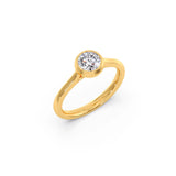 Minimal Bezel Diamond Ring for Women – Round Cut Solitaire – Yellow Gold Everyday Style | JewelVerra