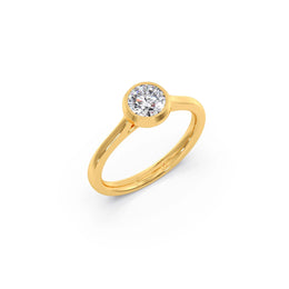 Minimal Bezel Diamond Ring for Women – Round Cut Solitaire – Yellow Gold Everyday Style | JewelVerra
