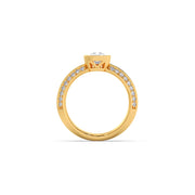 Pear Shaped Diamond Ring in Yellow Gold – Split Band with Halo Sparkle | JewelVerra