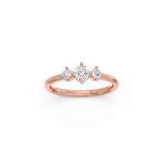 Three Stone Diamond Ring for Women – Yellow Gold Minimal Solitaire Trio | JewelVerra