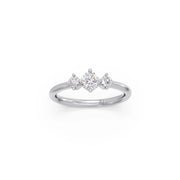 Three Stone Diamond Ring for Women – Yellow Gold Minimal Solitaire Trio | JewelVerra