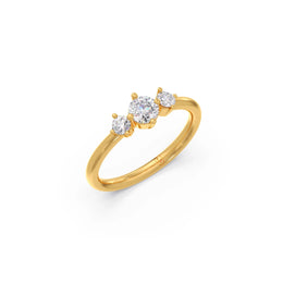 Three Stone Diamond Ring for Women – Yellow Gold Minimal Solitaire Trio | JewelVerra