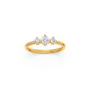 Three Stone Diamond Ring for Women – Yellow Gold Minimal Solitaire Trio | JewelVerra